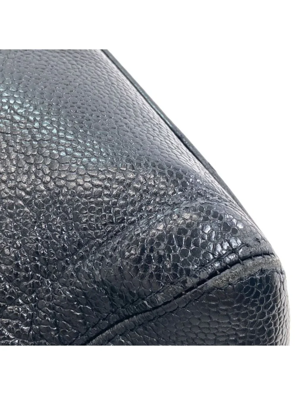 Chanel CC Logo Gold Tote Grained Calfskin